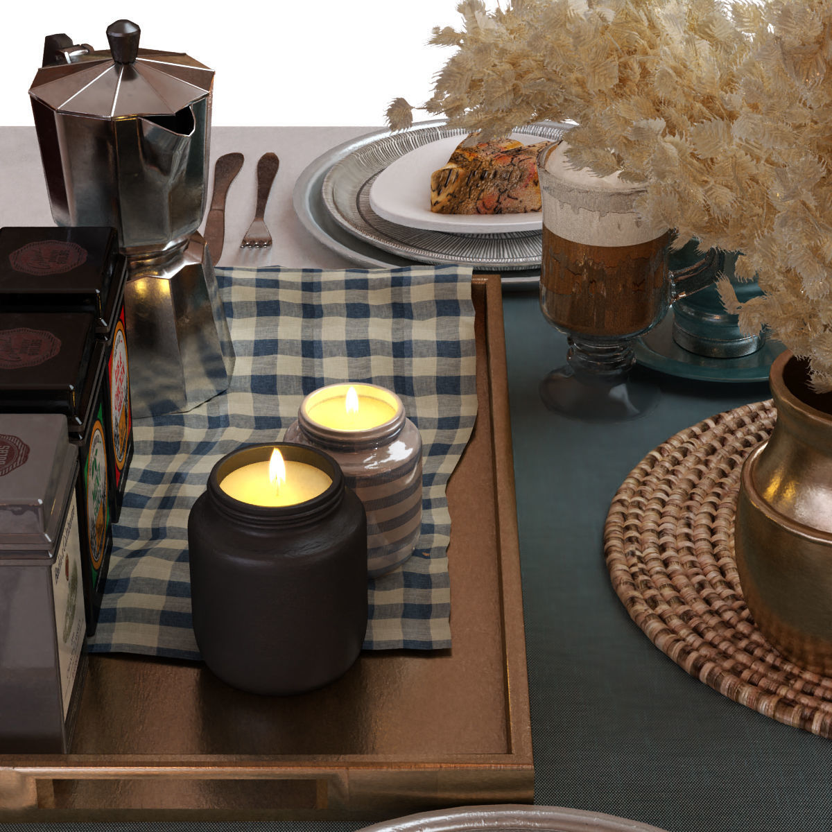 breakfast table set 012 Low-poly 3D model_4