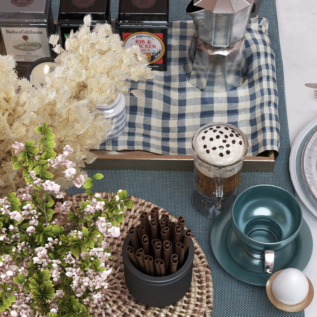 breakfast table set 012 Low-poly 3D model_7