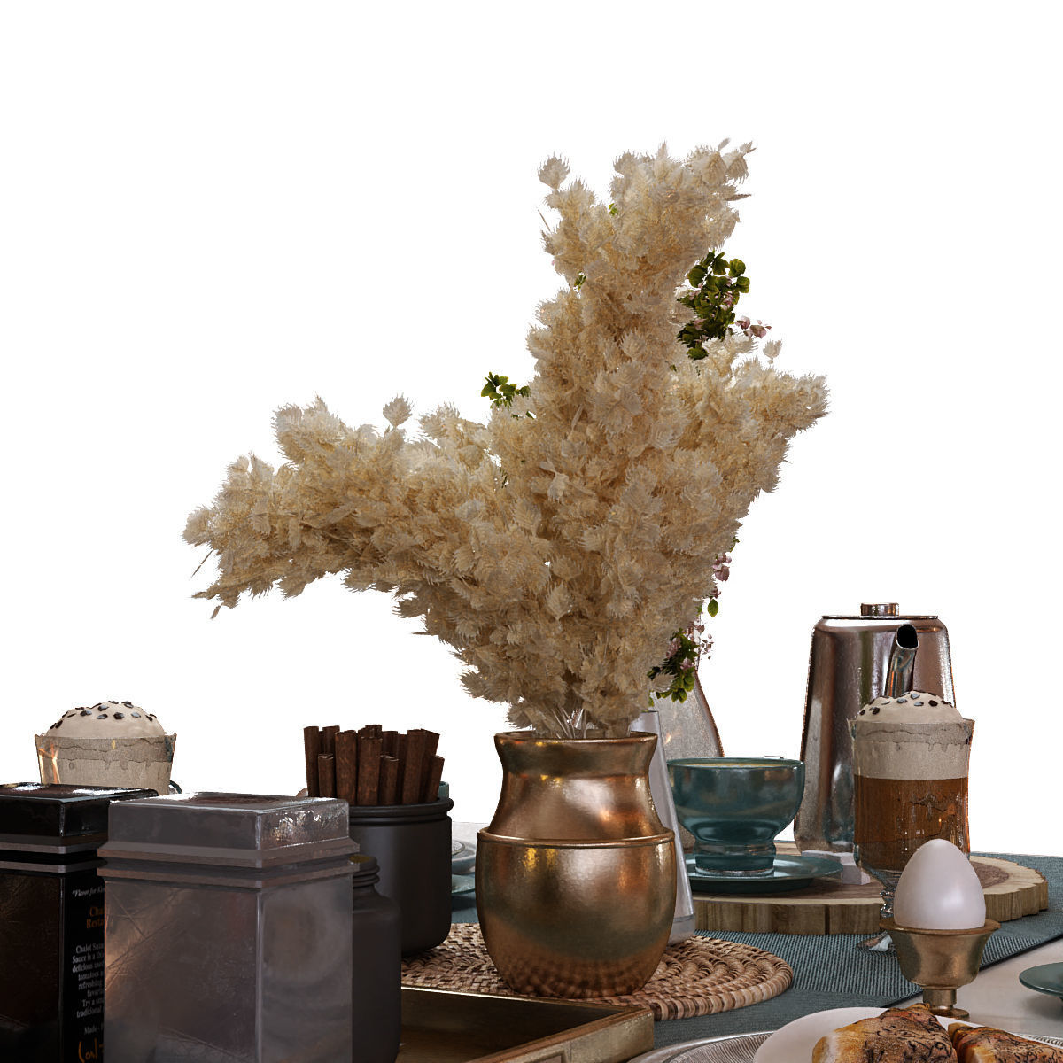 breakfast table set 012 Low-poly 3D model_3