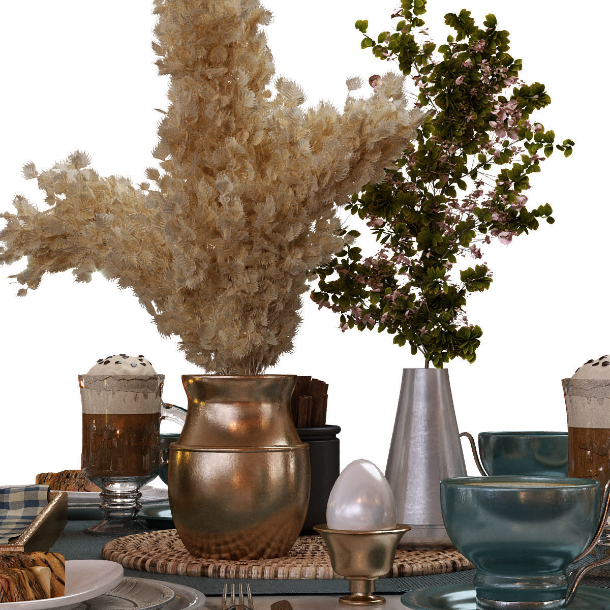 breakfast table set 012 Low-poly 3D model_1