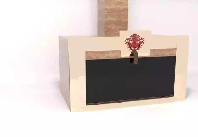 The rock fireplace in style of art deco