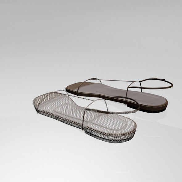 Square-Toe T-Strap Flat Sandals 01 3D model_9