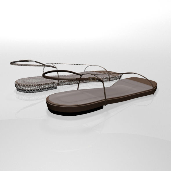 Square-Toe T-Strap Flat Sandals 01 3D model_19