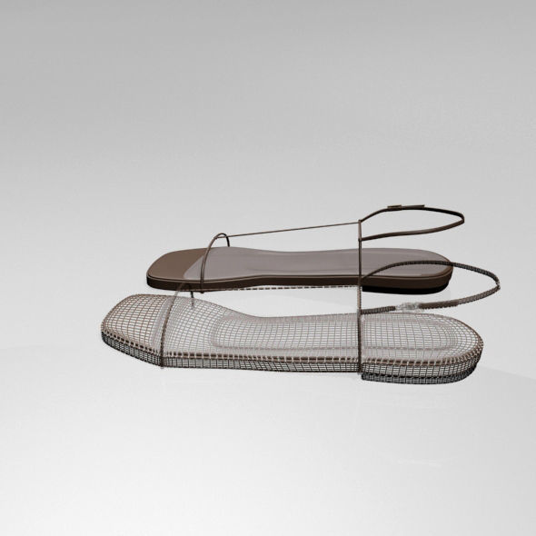 Square-Toe T-Strap Flat Sandals 01 3D model_10