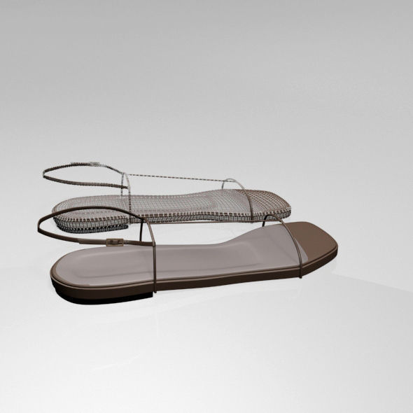 Square-Toe T-Strap Flat Sandals 01 3D model_5