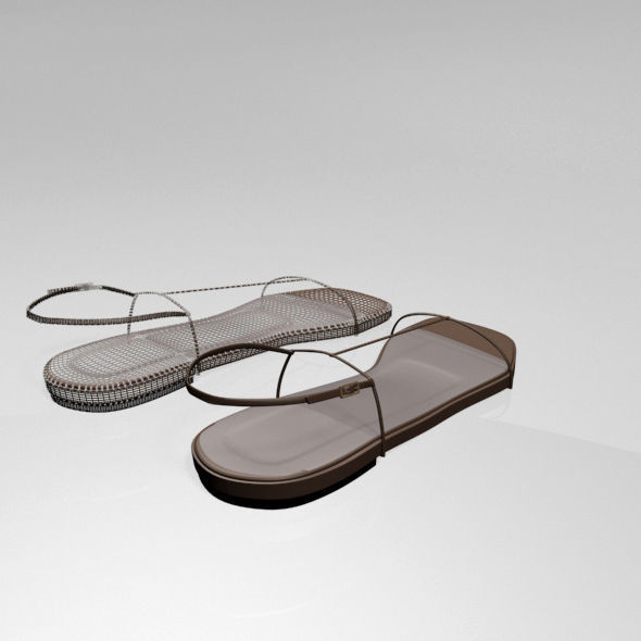 Square-Toe T-Strap Flat Sandals 01 3D model_6