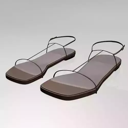 Square-Toe T-Strap Flat Sandals 01