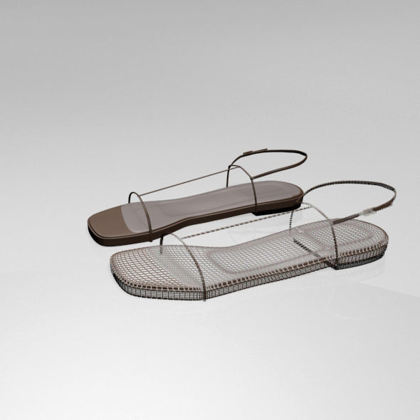 Square-Toe T-Strap Flat Sandals 01 3D model_11
