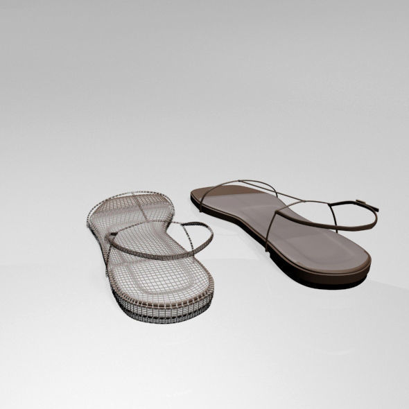 Square-Toe T-Strap Flat Sandals 01 3D model_8