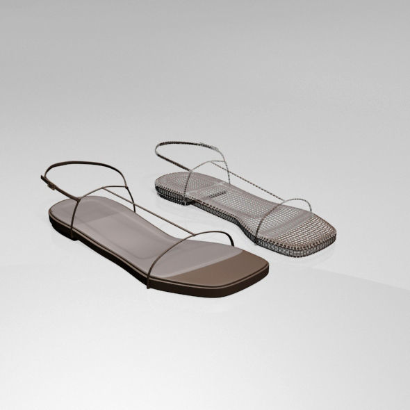 Square-Toe T-Strap Flat Sandals 01 3D model_3