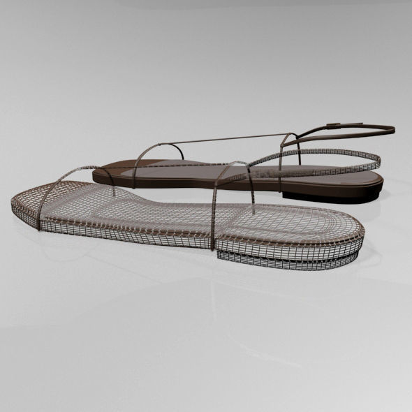 Square-Toe T-Strap Flat Sandals 01 3D model_15