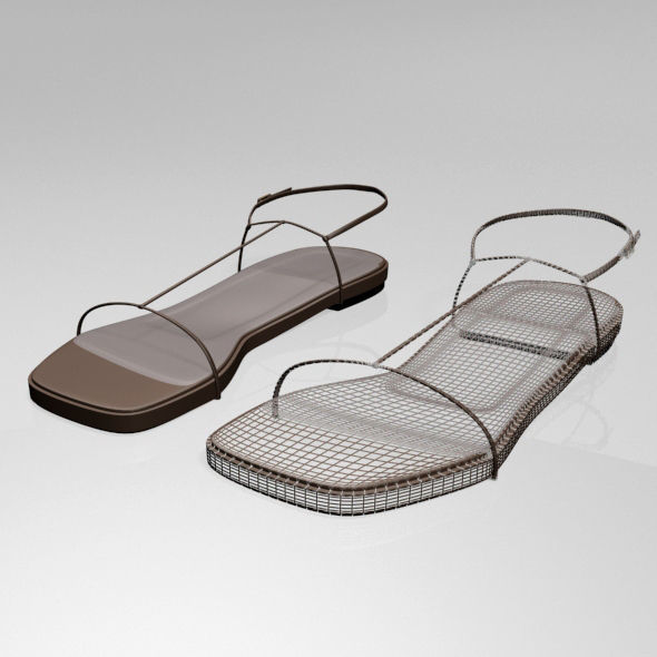 Square-Toe T-Strap Flat Sandals 01 3D model_13