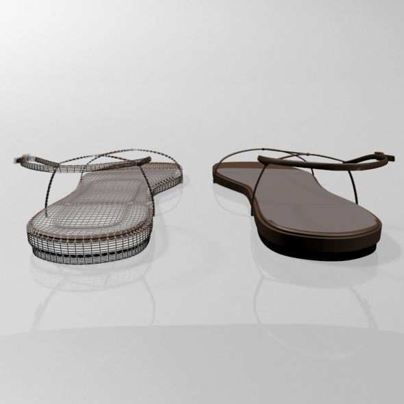 Square-Toe T-Strap Flat Sandals 01 3D model_17
