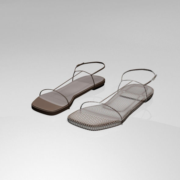 Square-Toe T-Strap Flat Sandals 01 3D model_12