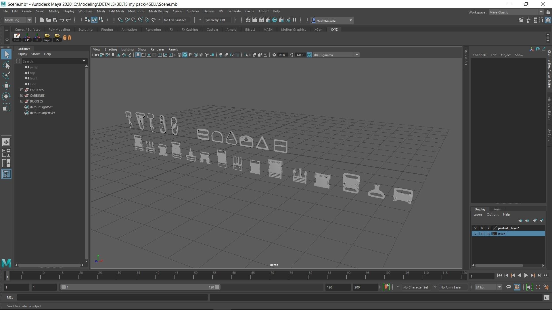 Pack of Buckles  Marvelous Designer project and Zbrush IMM 3D model_11