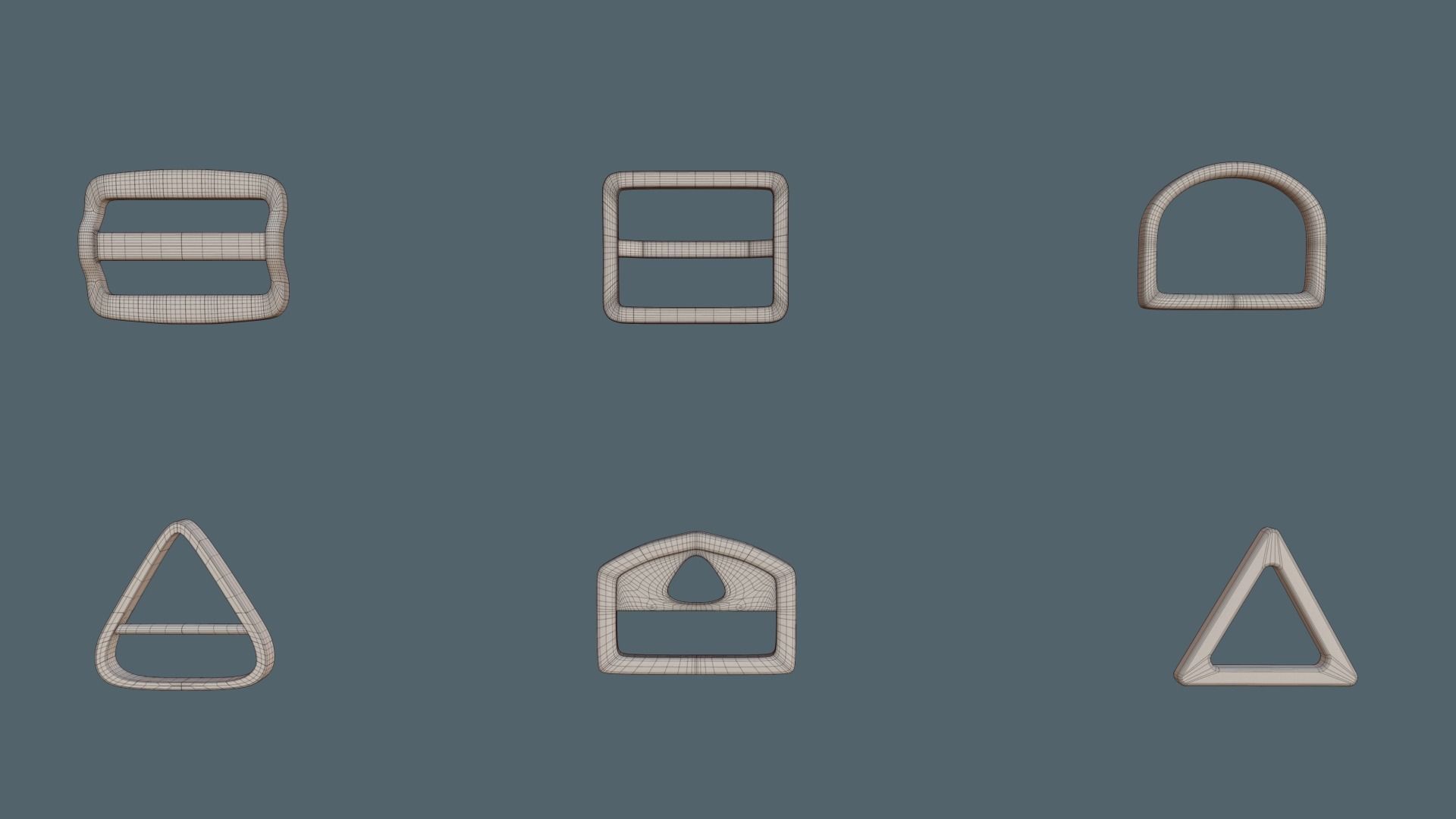 Pack of Buckles  Marvelous Designer project and Zbrush IMM 3D model_7