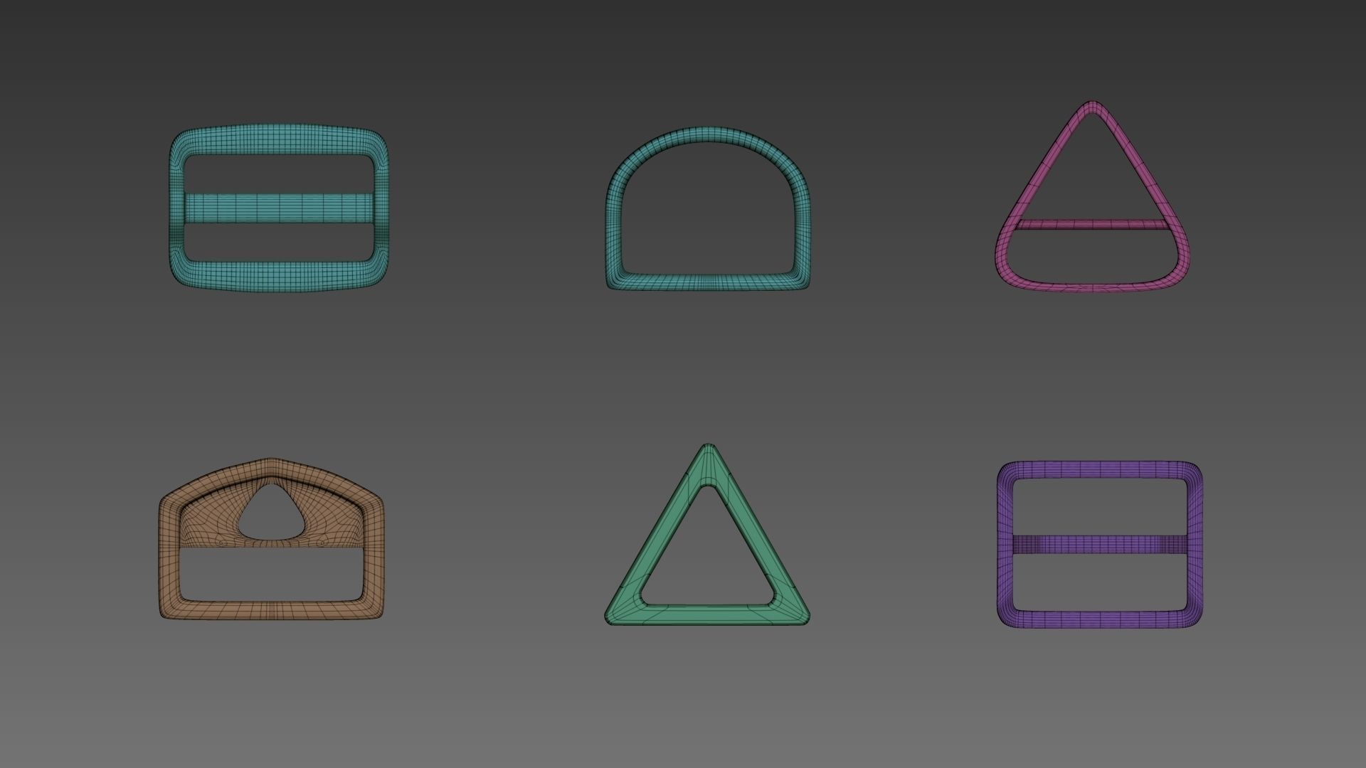 Pack of Buckles  Marvelous Designer project and Zbrush IMM 3D model_17