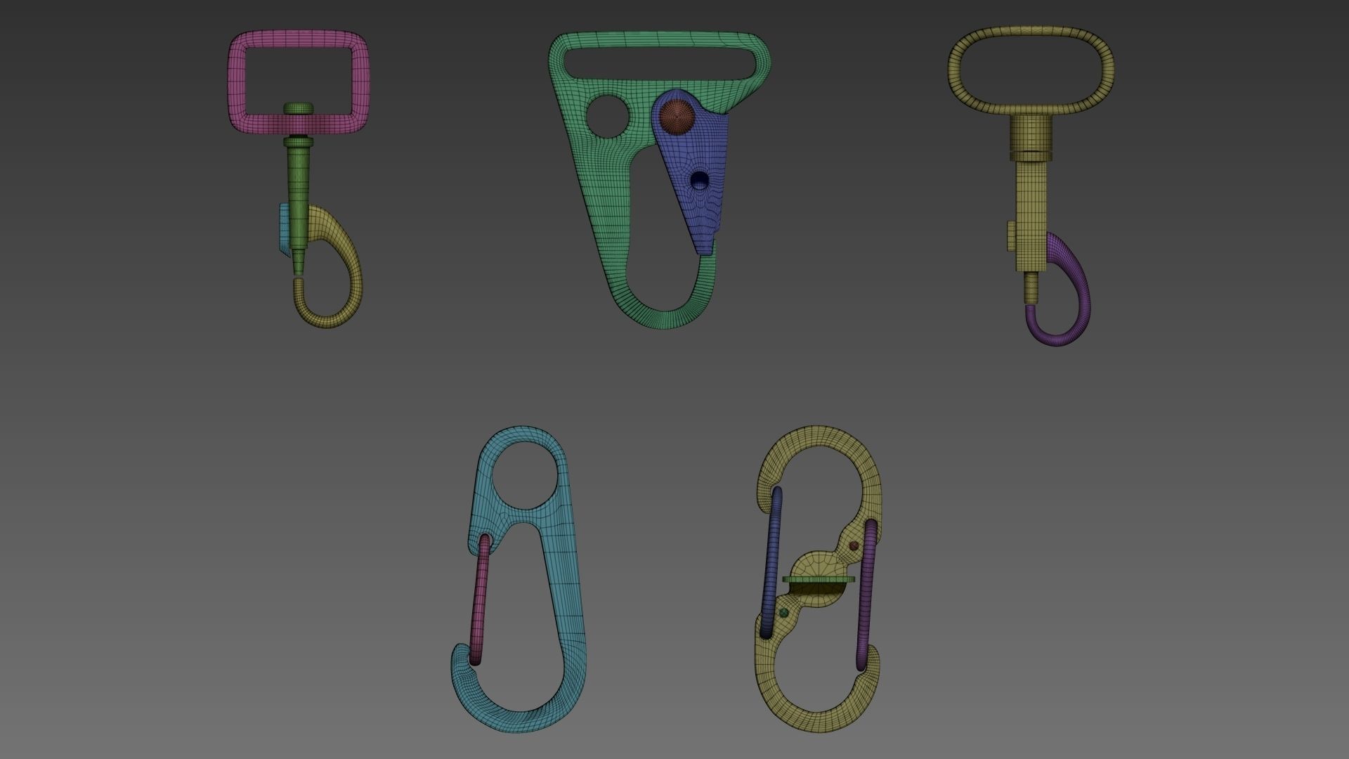 Pack of Buckles  Marvelous Designer project and Zbrush IMM 3D model_15