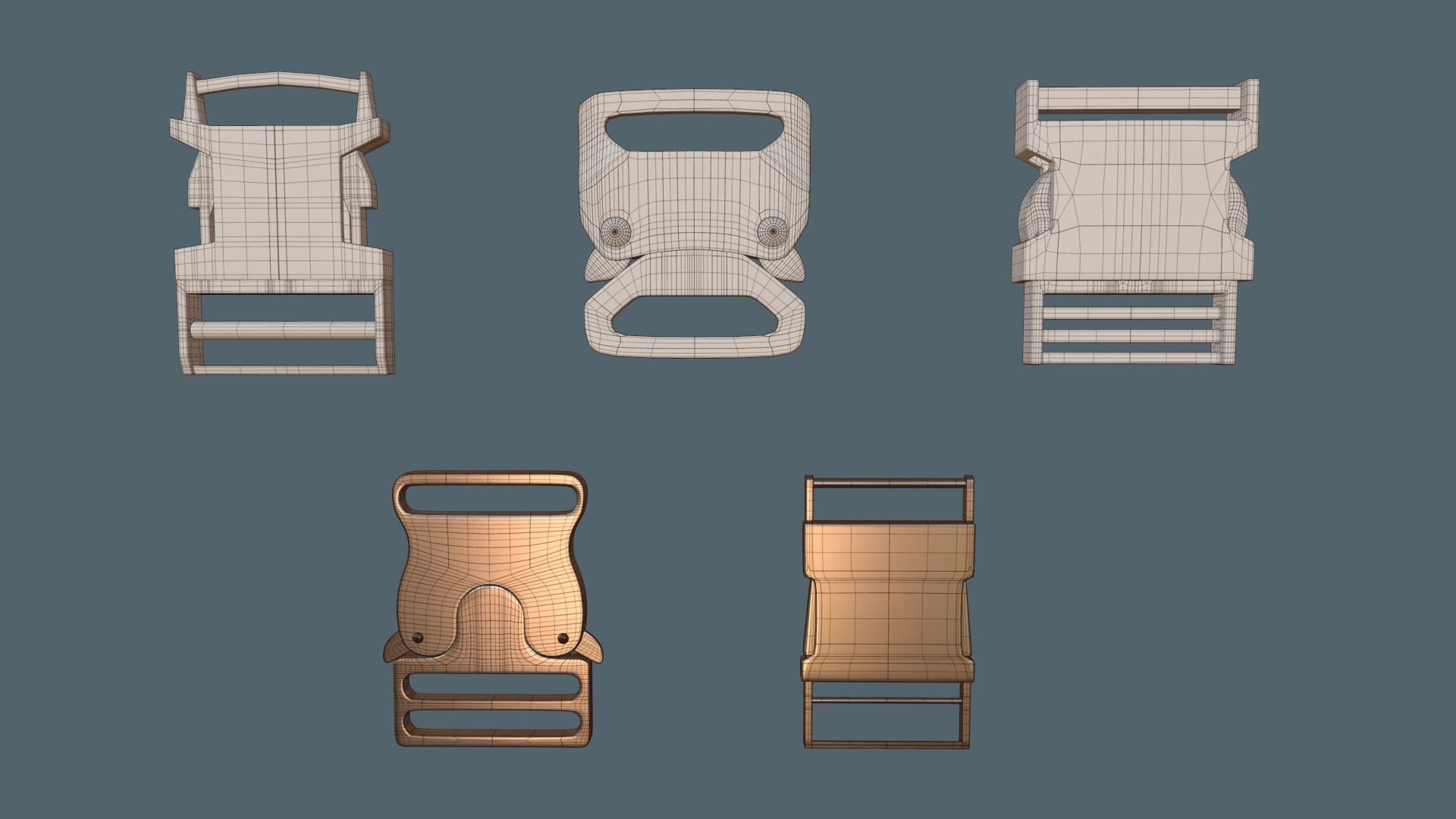 Pack of Buckles  Marvelous Designer project and Zbrush IMM 3D model_3