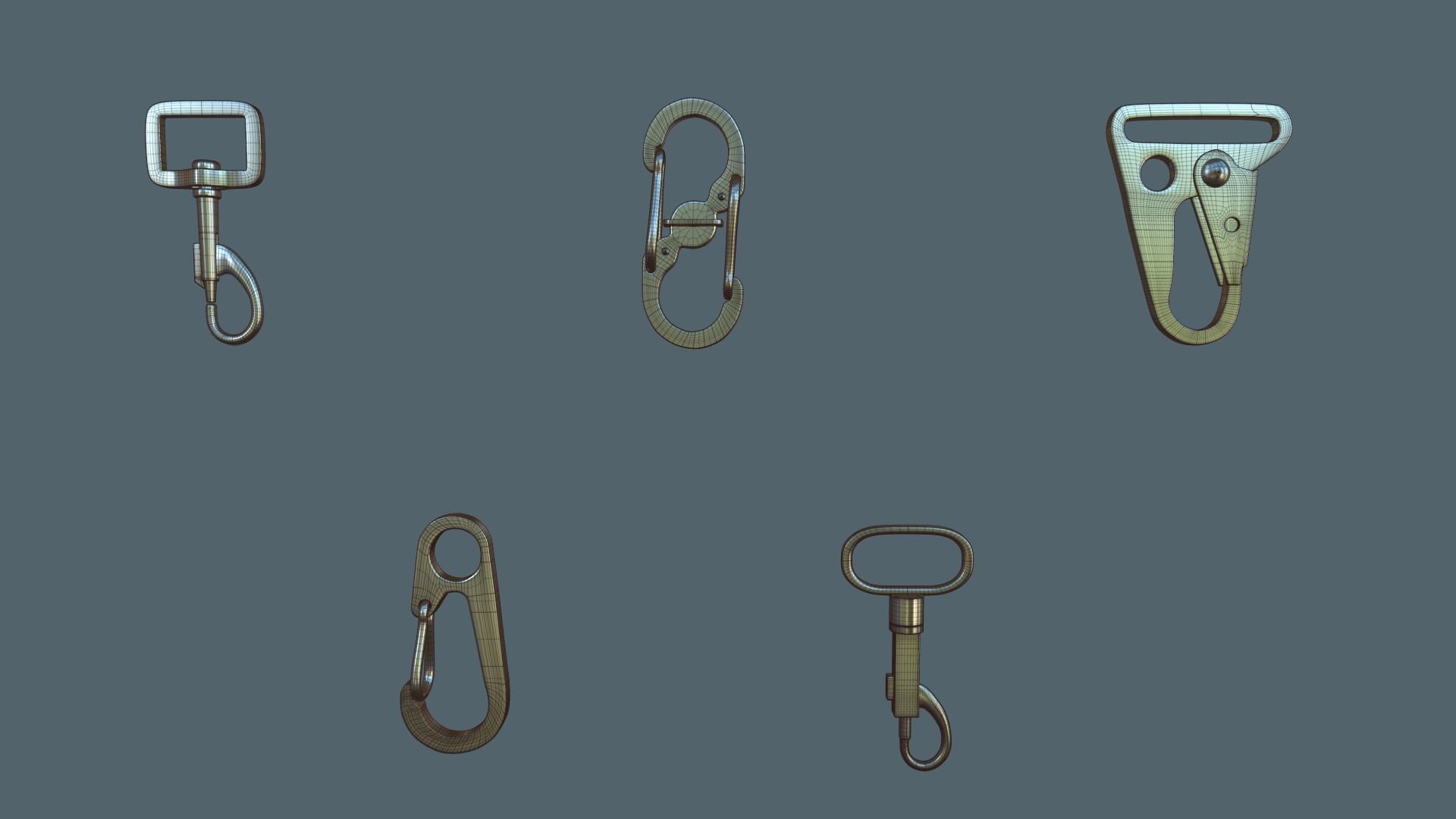 Pack of Buckles  Marvelous Designer project and Zbrush IMM 3D model_5