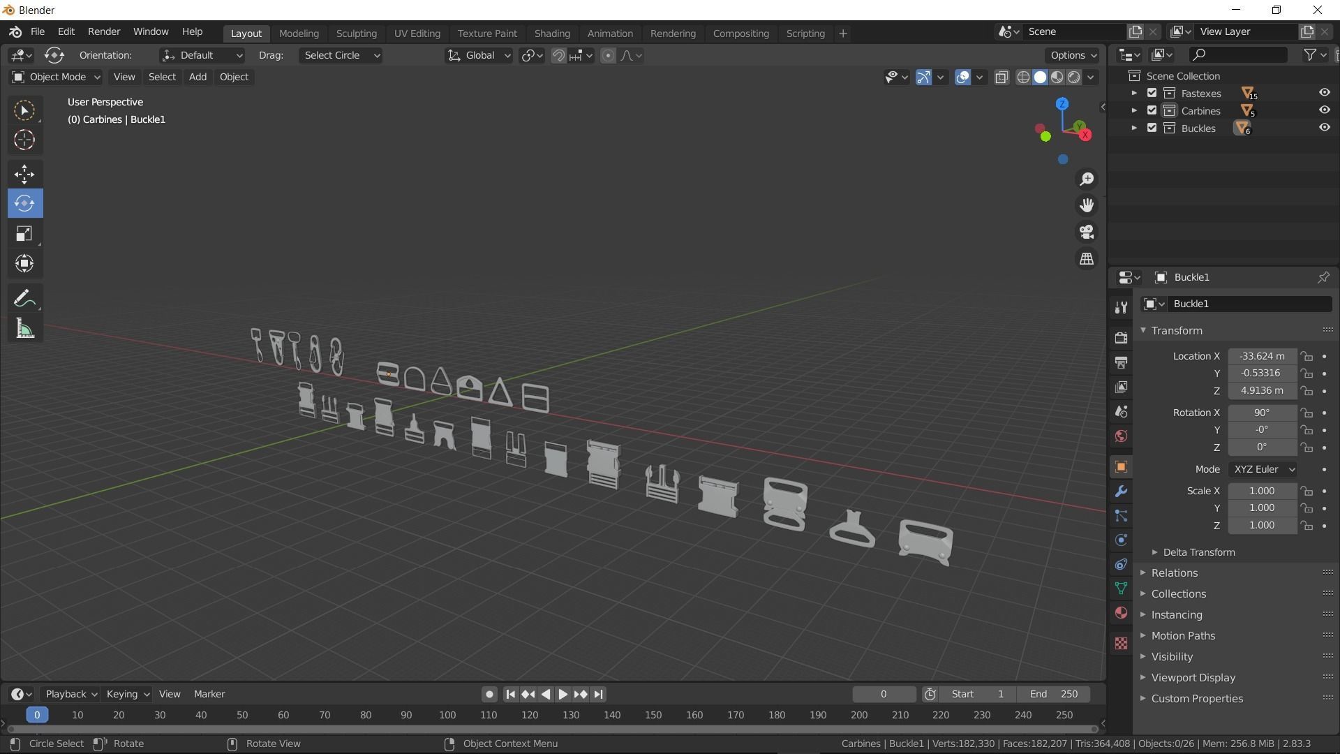 Pack of Buckles  Marvelous Designer project and Zbrush IMM 3D model_10