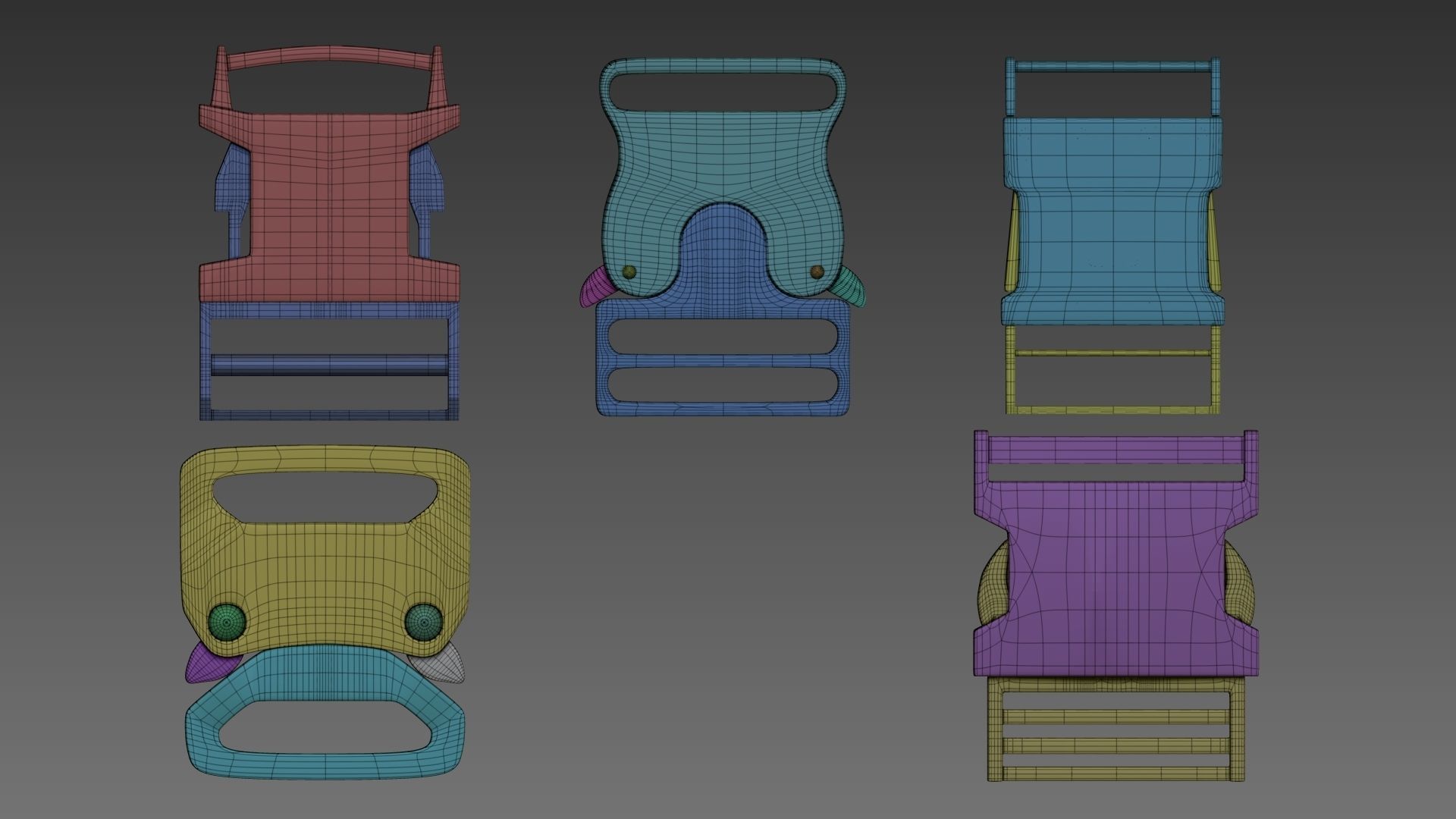 Pack of Buckles  Marvelous Designer project and Zbrush IMM 3D model_13