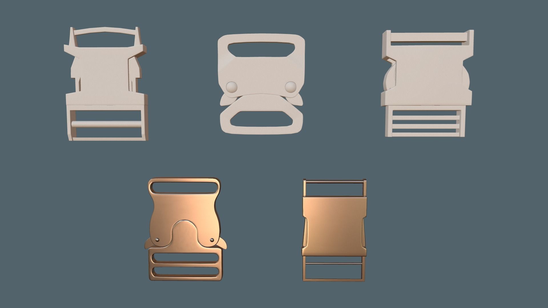 Pack of Buckles  Marvelous Designer project and Zbrush IMM 3D model_2