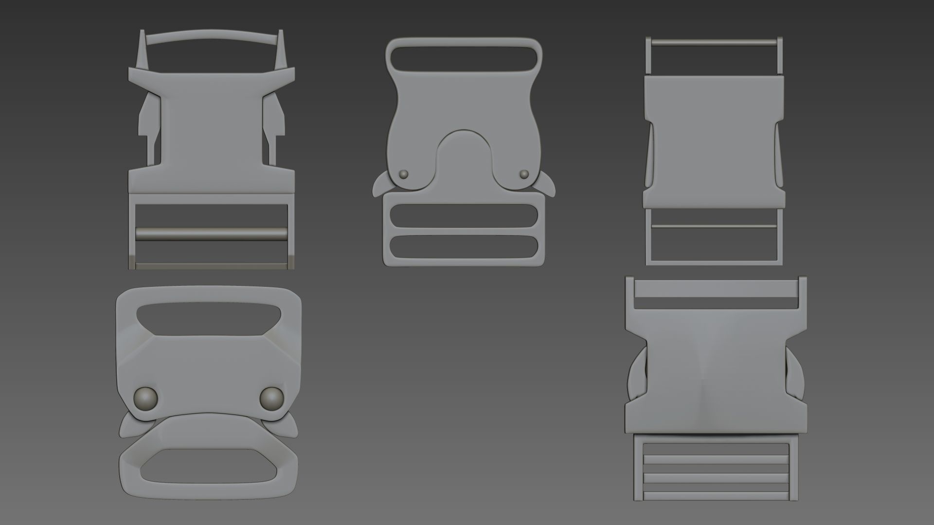 Pack of Buckles  Marvelous Designer project and Zbrush IMM 3D model_12