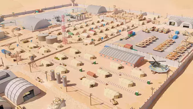 Military Desert Low-poly 3D model 6