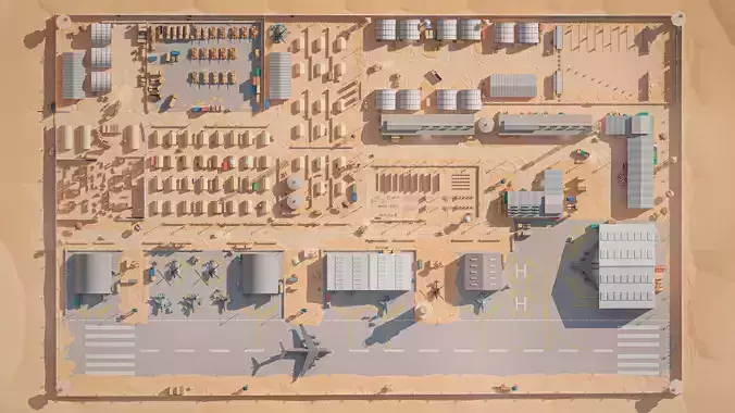 Military Desert Low-poly 3D model 2