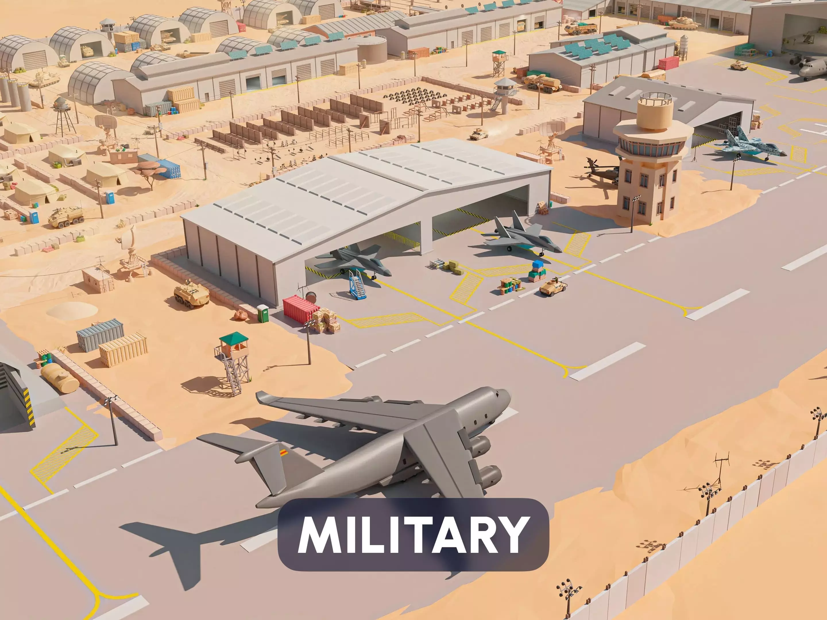 Military Low-poly 3D model_0