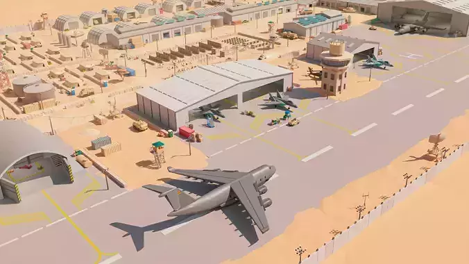 Military Desert Low-poly 3D model 5
