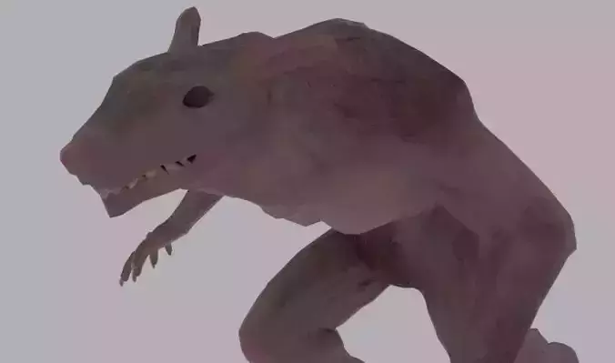 Ratman creature that looks like rat Low-poly 3D model