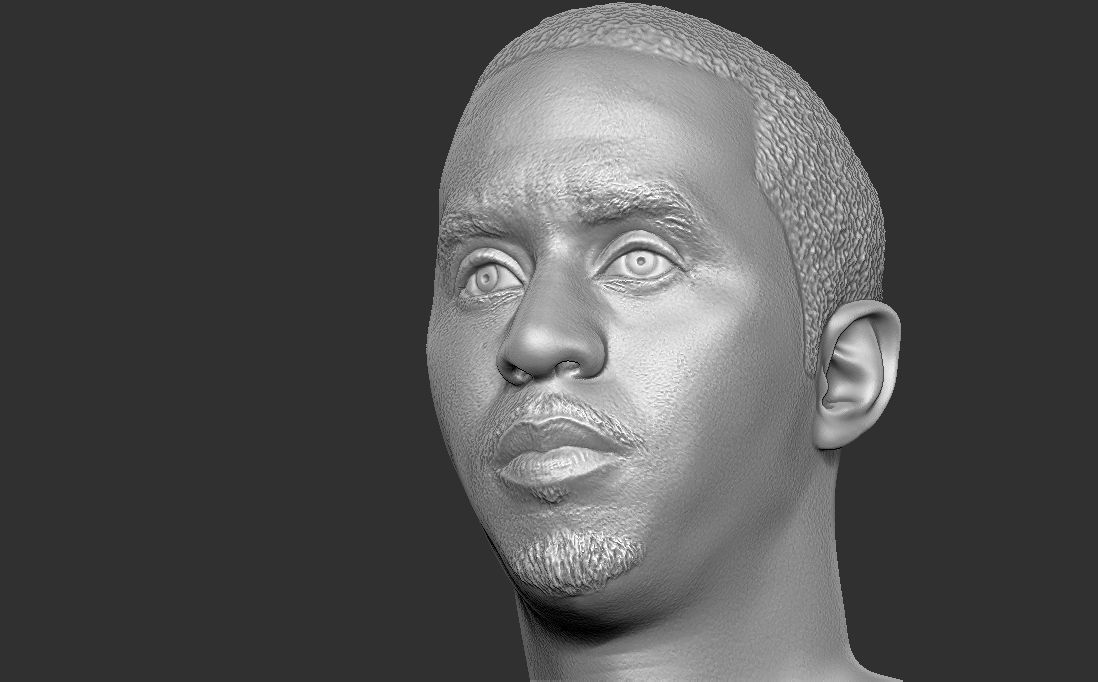 P Diddy bust 3D printing ready stl obj formats 3D print model_19