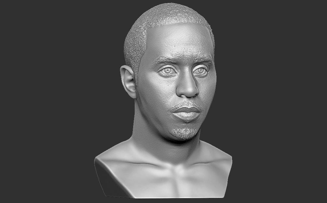 P Diddy bust 3D printing ready stl obj formats 3D print model_15
