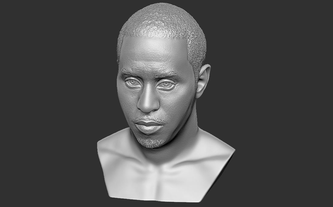 P Diddy bust 3D printing ready stl obj formats 3D print model_21