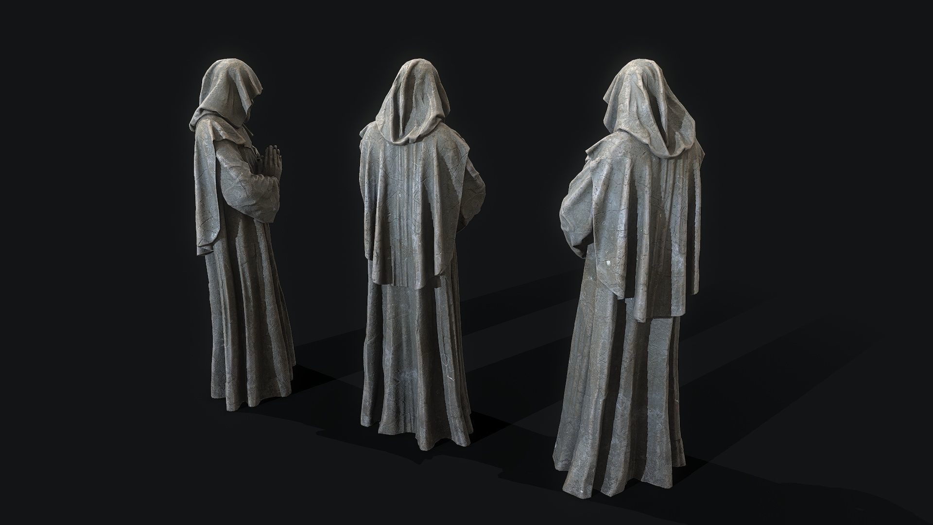 Monk Statue PBR Low-poly 3D model_3