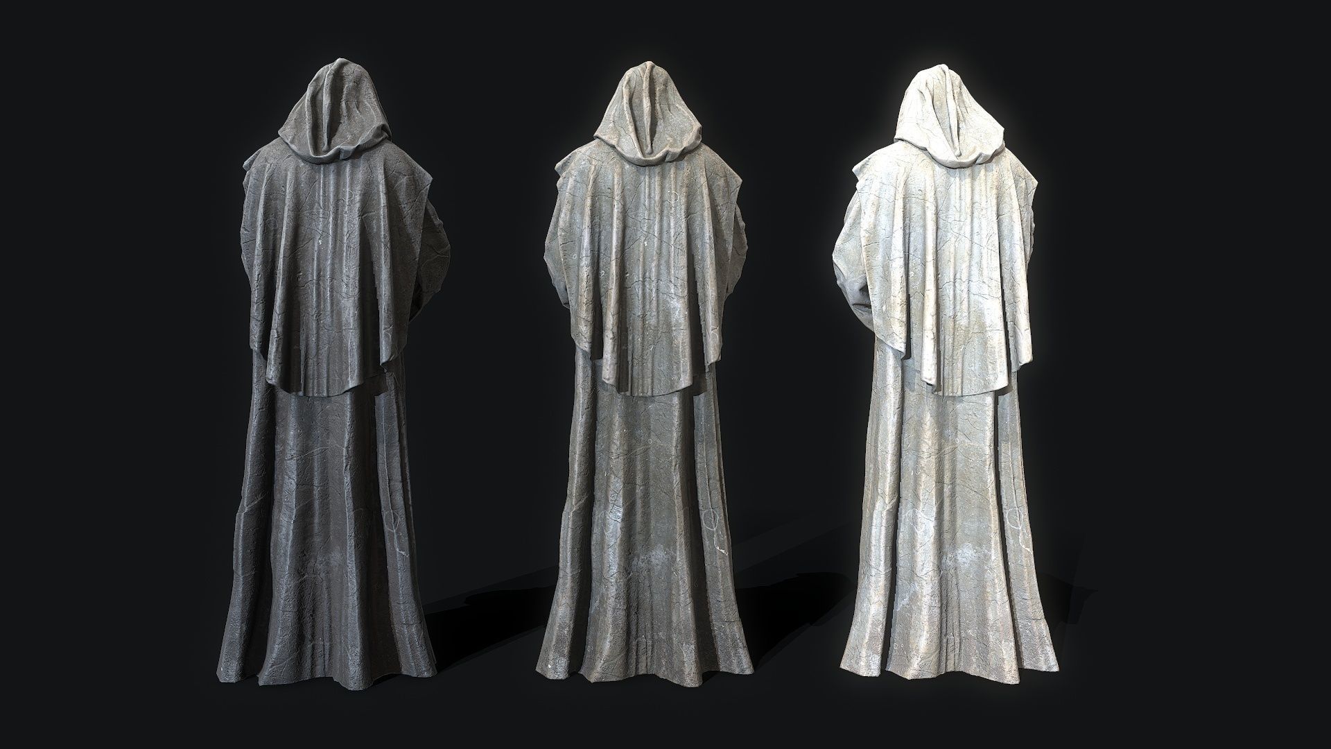 Monk Statue PBR Low-poly 3D model_9