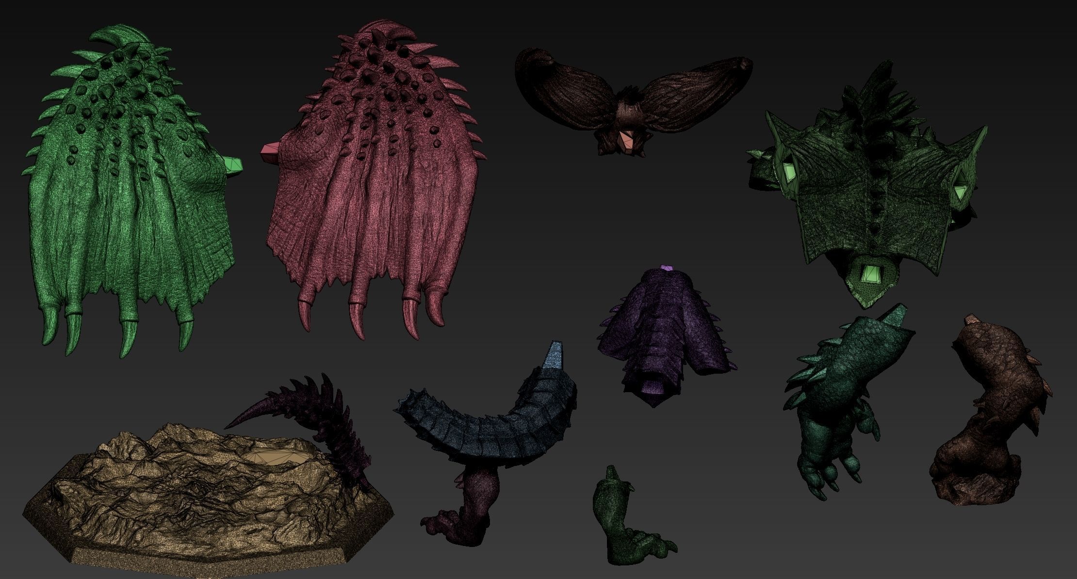 Nergigante demon statue with wings 3D print model_25