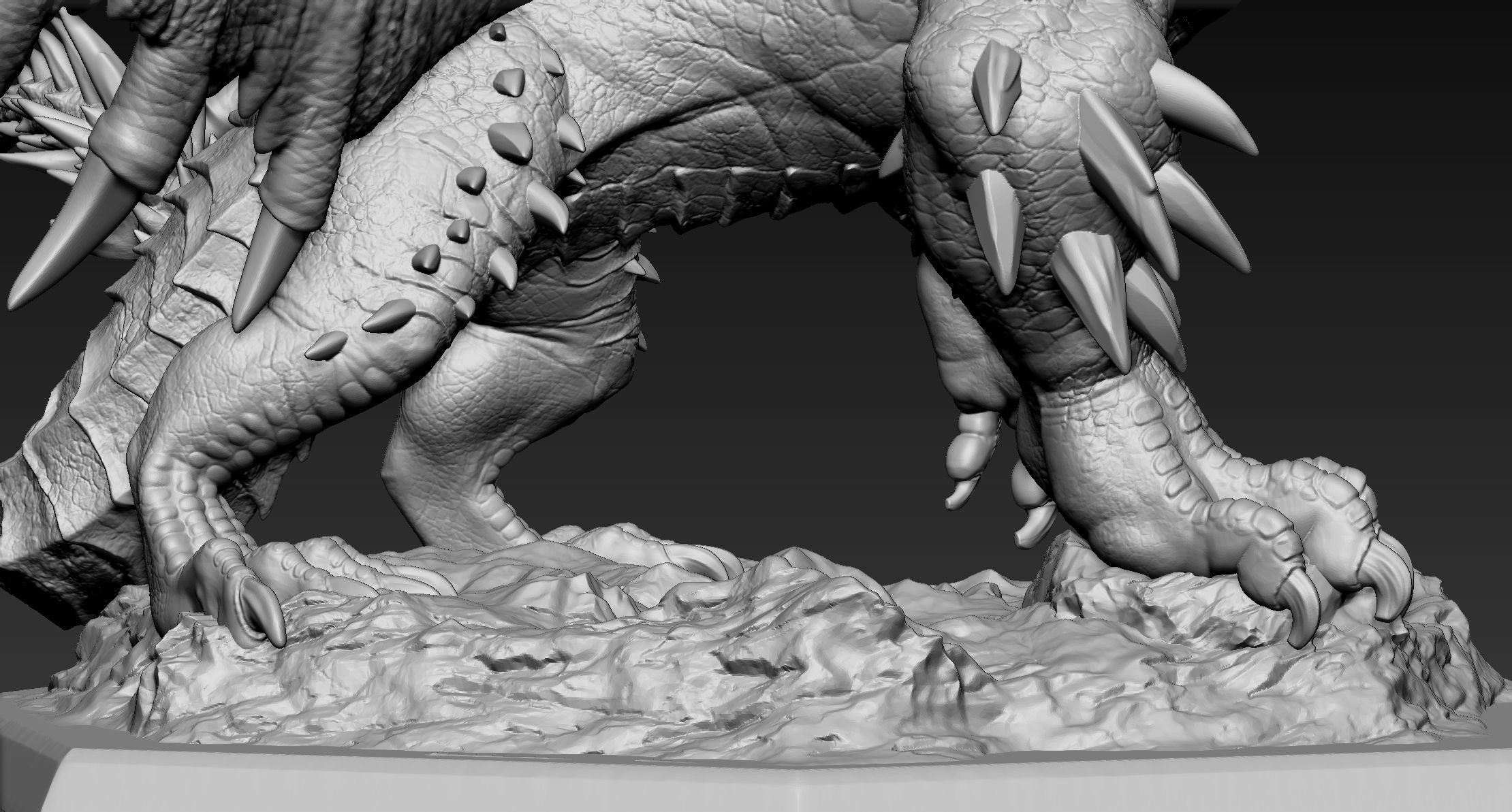 Nergigante demon statue with wings 3D print model_17