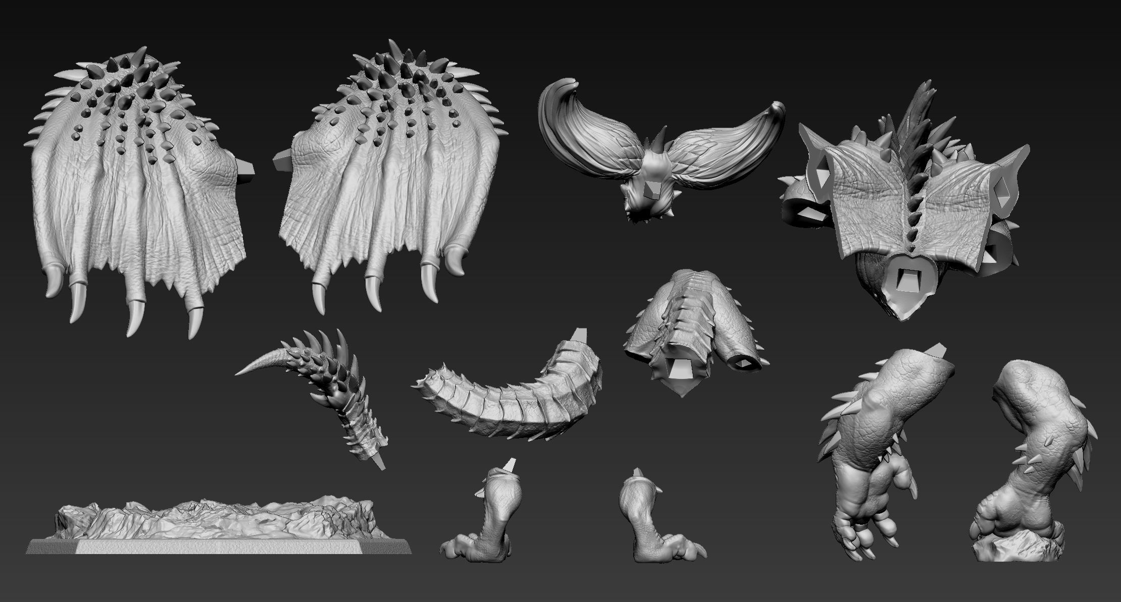 Nergigante demon statue with wings 3D print model_24