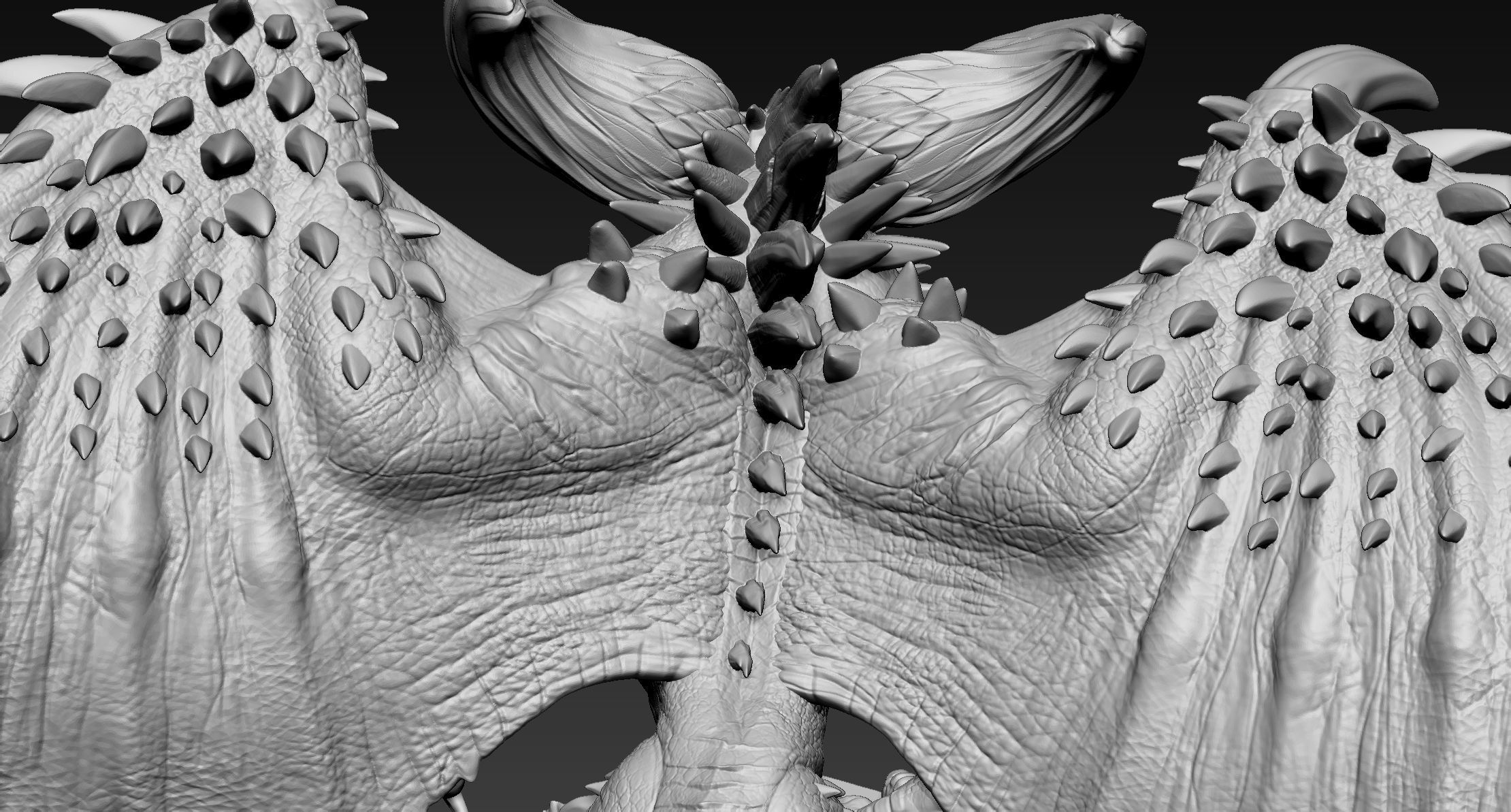 Nergigante demon statue with wings 3D print model_18