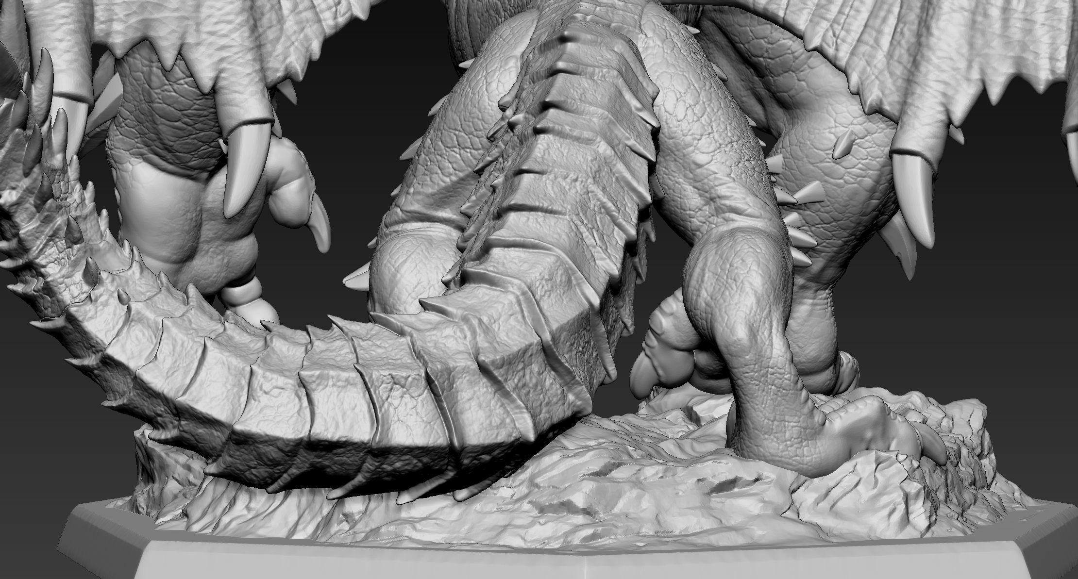 Nergigante demon statue with wings 3D print model_19