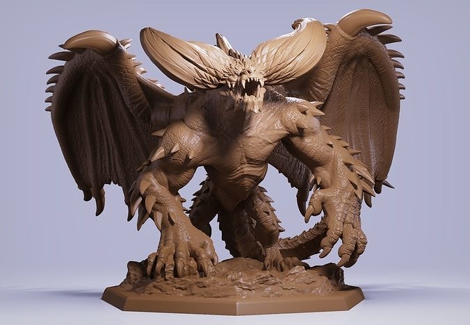 Nergigante demon statue with wings 3D print model