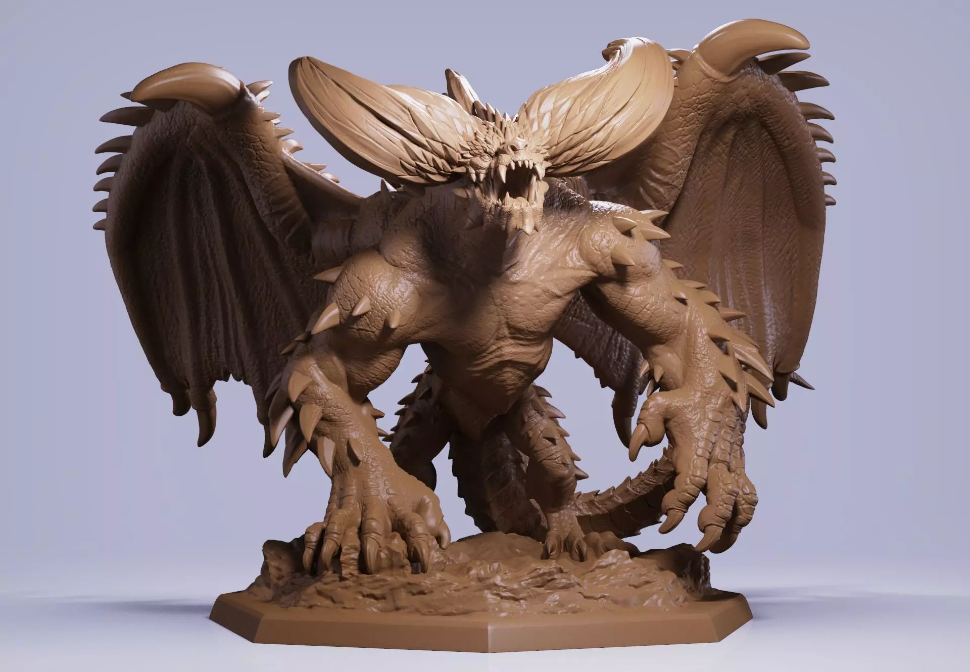 Nergigante demon statue with wings 3D print model_0