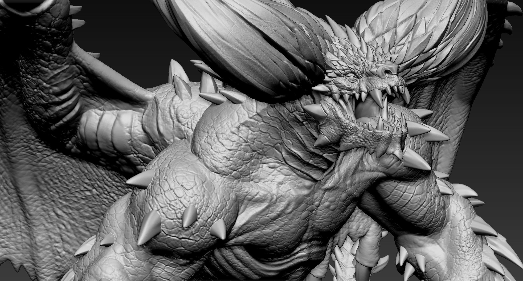Nergigante demon statue with wings 3D print model_22