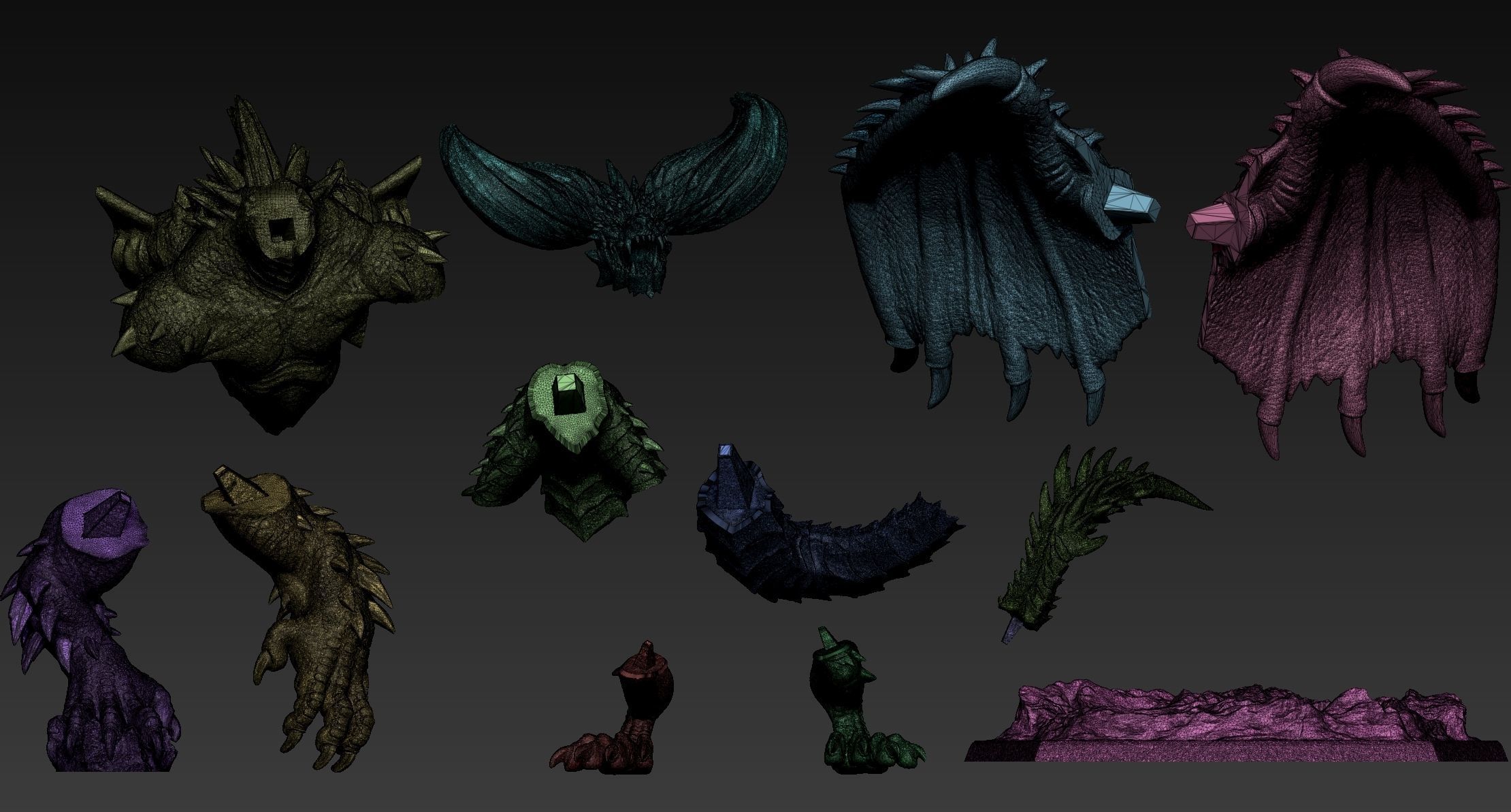 Nergigante demon statue with wings 3D print model_26