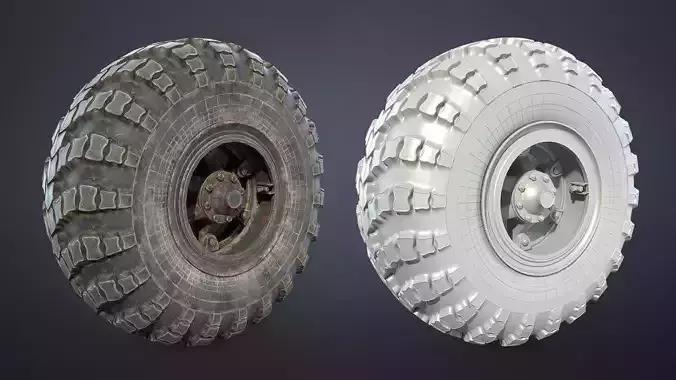 Truck Wheel 01 Kraz-255 Low-poly 3D model