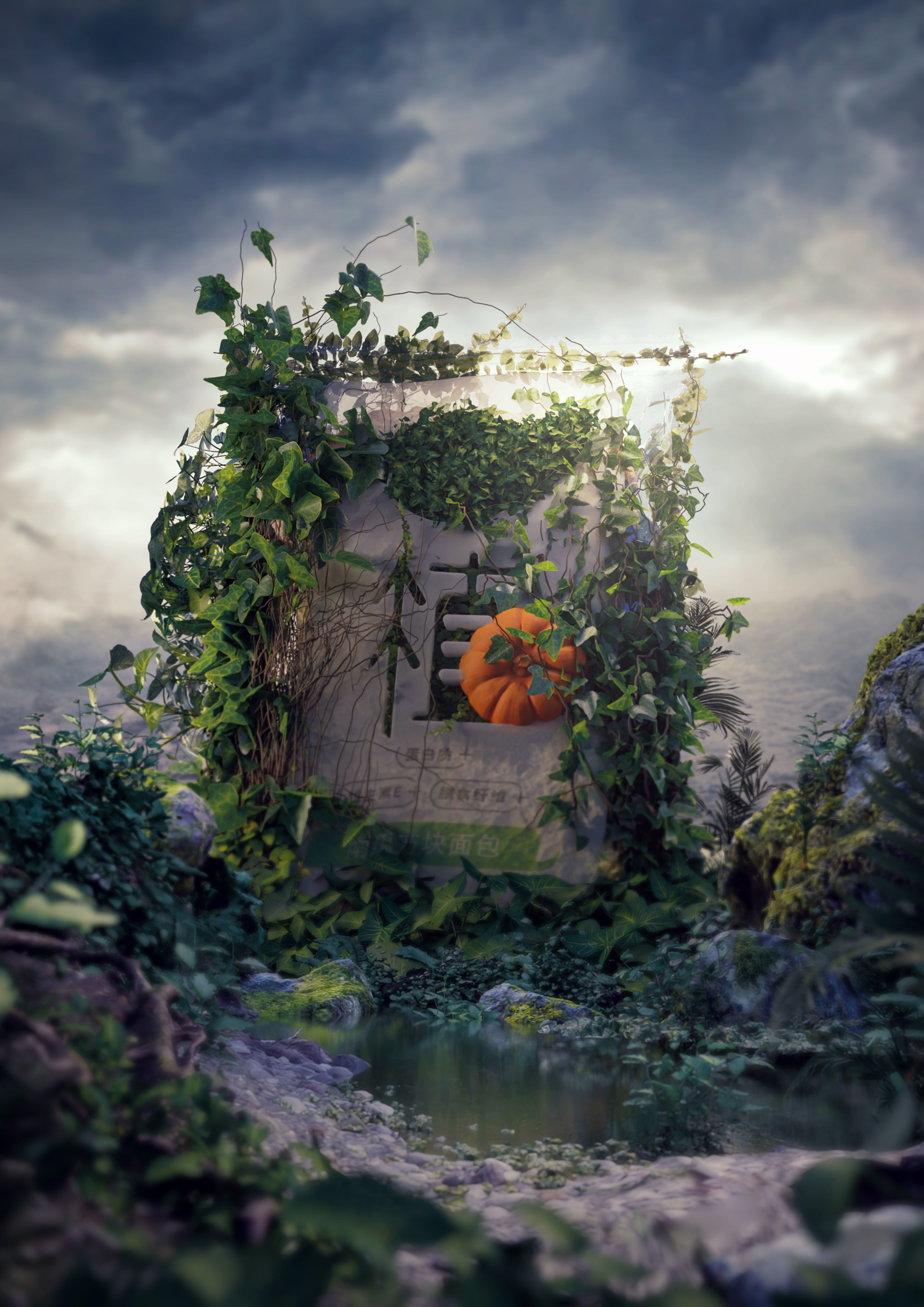 snack chinese bread in plastic bag Free 3D model_2