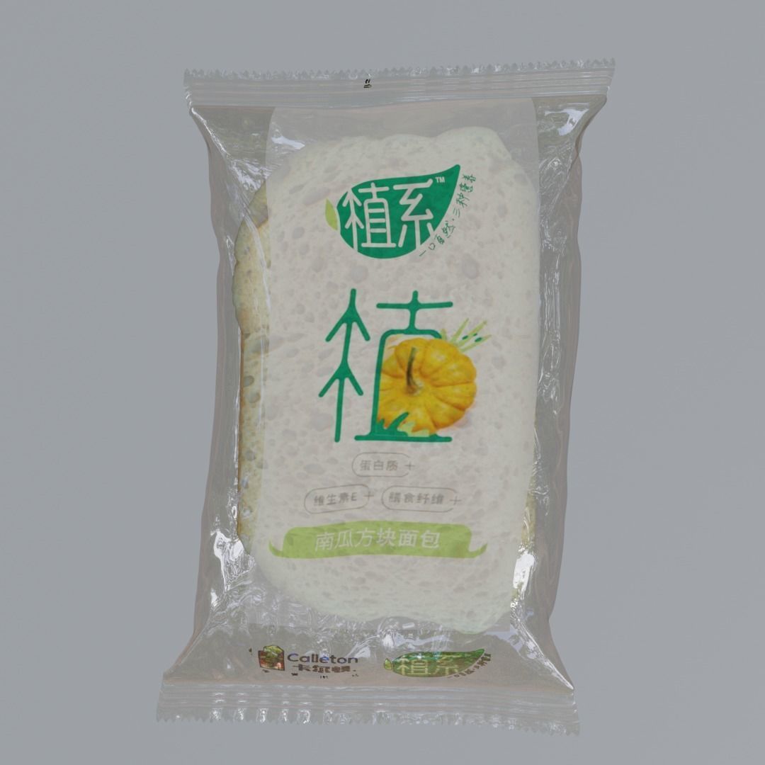 snack chinese bread in plastic bag Free 3D model_4